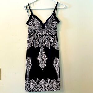 Beachy navy and white summer dress